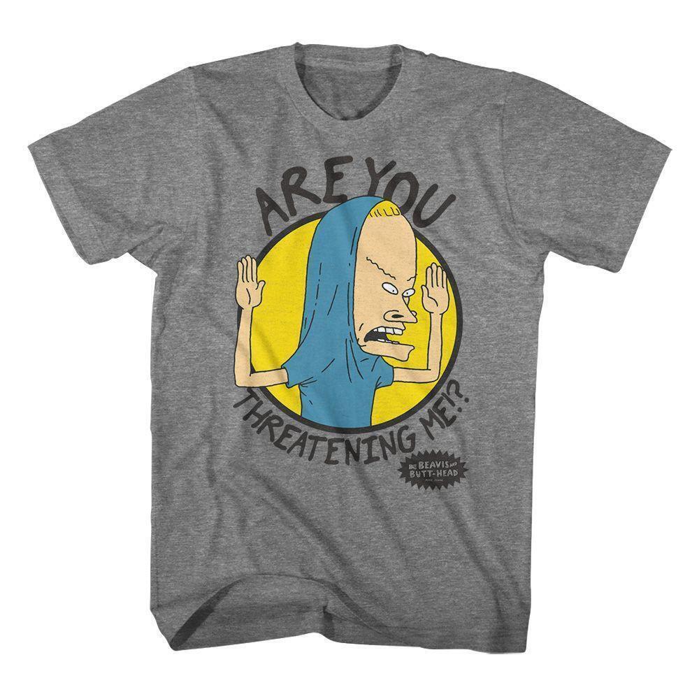 Beavis And Butt_Head Are You Threatening Me Graphite Heather T Shirt